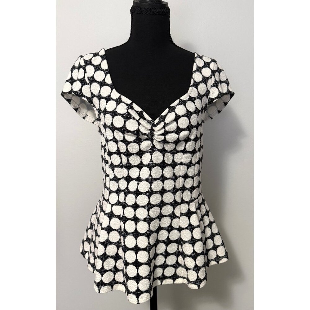 Anthropologie 9-H15 STCL, Peplum Polka Dot Shirt, - SZ M NWOT
